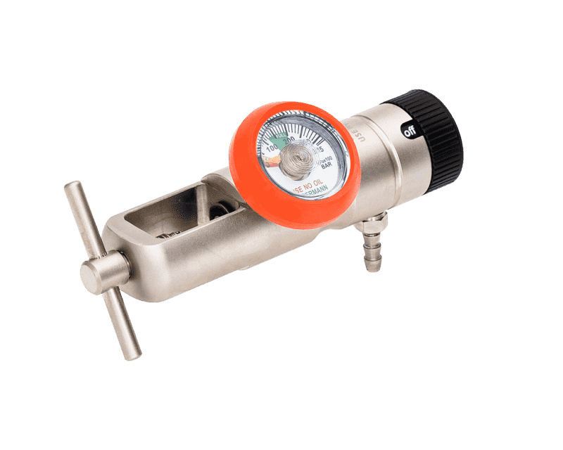Portable Low-Flow Medical Oxygen Regulator with Pin-Indexed Yoke Inlet